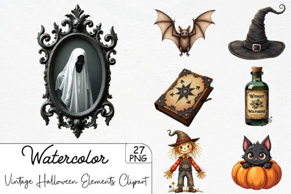 Download Vintage Halloween Elements Clipart - Premium Resources