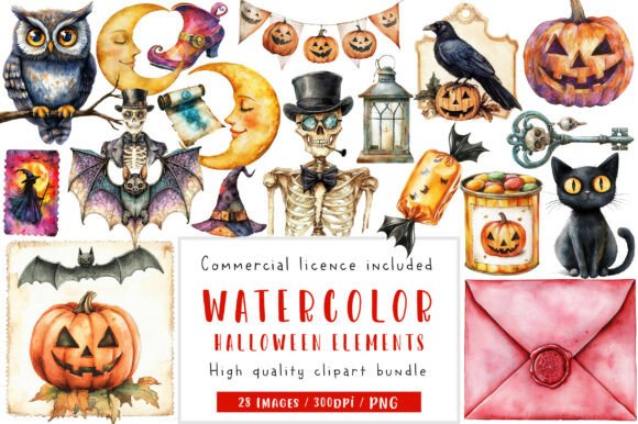 Download Vintage Halloween Elements Clipart - Premium Resources