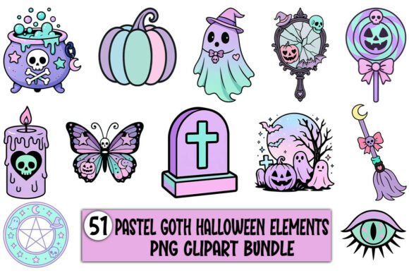 Download Cute Pastel Goth Halloween Clipart PNG - Premium Bundle