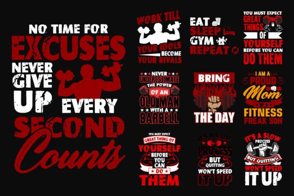 Download Gym Health Fitness T Shirt Design Bundle - Gym Collection