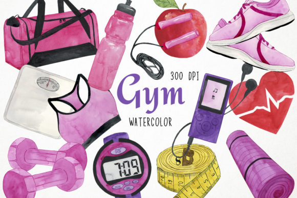 Download Watercolor Gym Clipart, Fitness Clipart - Gym Collection