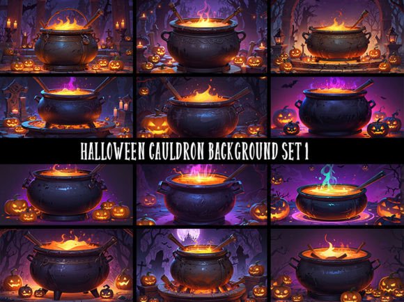 Download 12 Halloween Cauldron Background Set 1 - Cauldron Collection