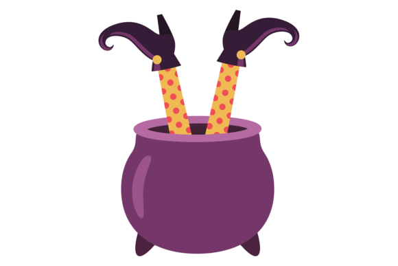 Download Witch Legs in Cauldron Cartoon Icon. Hal - Cauldron Collection