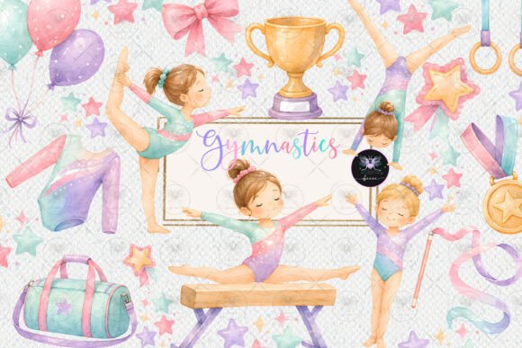 Download Gymnastics Girl Watercolor Clipart - Gym Collection