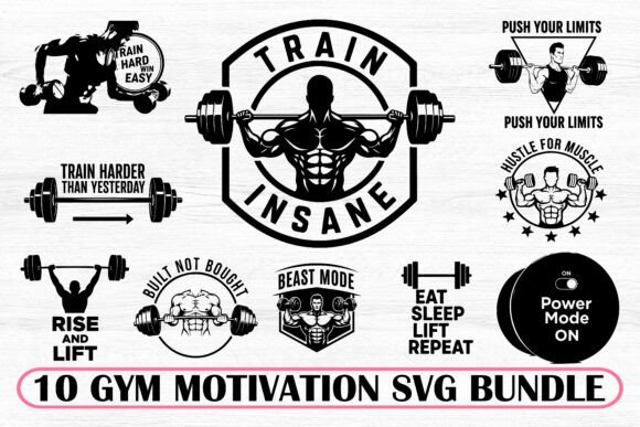 Download 10 Gym Motivation Typography Bundle - Gym Collection