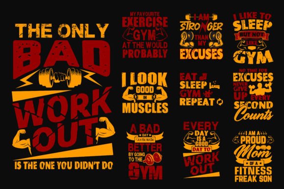 Download Gym T Shirt Designs Bundle - Gym Collection