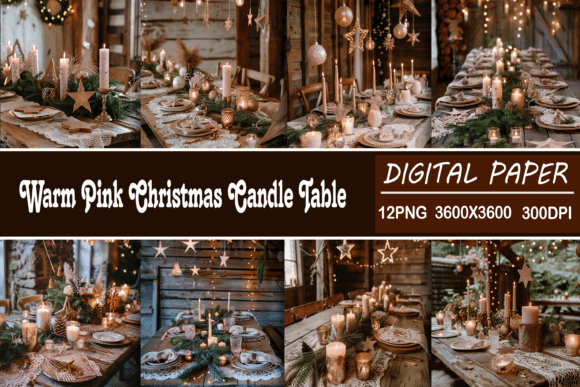 Download Warm Pink Christmas Candle Table - Premium Resources