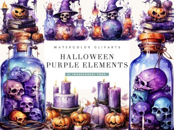 Download Purple Halloween Elements Clipart - Halloween elements clipart Collection